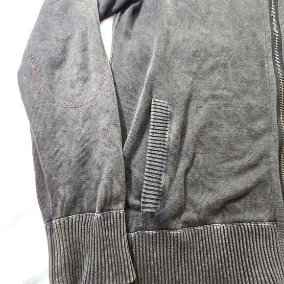 Kenneth Cole Mens Full-Zip Sweater SZ M Pockets, slight distress  Dark Gray - Picture 4 of 5